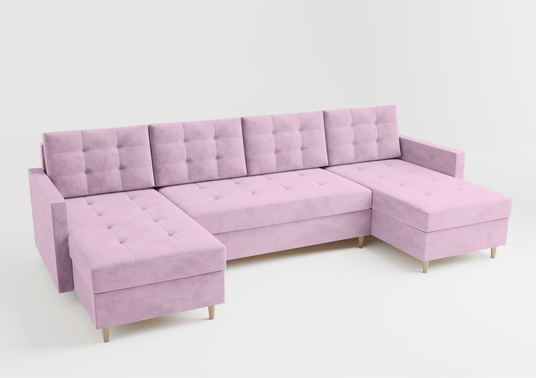 Różowy narożnik pikowany w kształcie podkowy